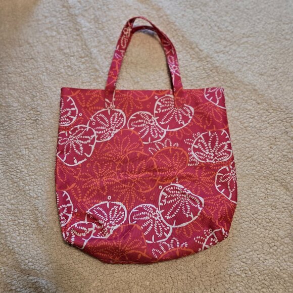 Lilly Pulitzer for Estee Lauder Pink & White Sand Dollar Cotton Canvas Tote Bag - Picture 2 of 13